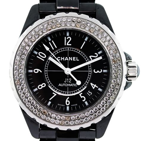 chanel j12 black diamond bezel|j12 Chanel watch with diamonds.